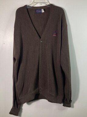 Mens Vintage Editions Van Heusen Izod Button Cardigan Grandpa core Brown XL